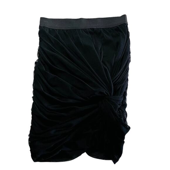 Zara Skirt SizeM Medium Mesh Ruched Mini Black - Picture 1 of 4